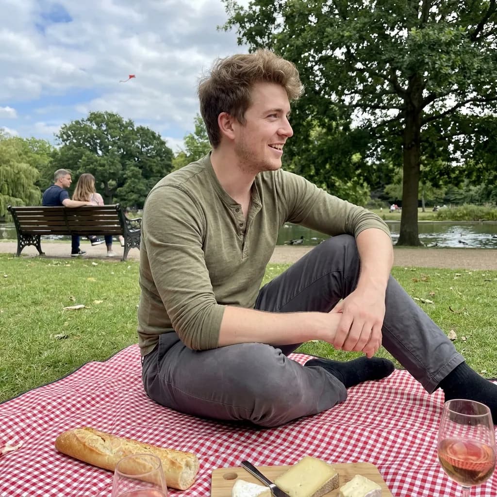 Sample AI dating photo — park picnic