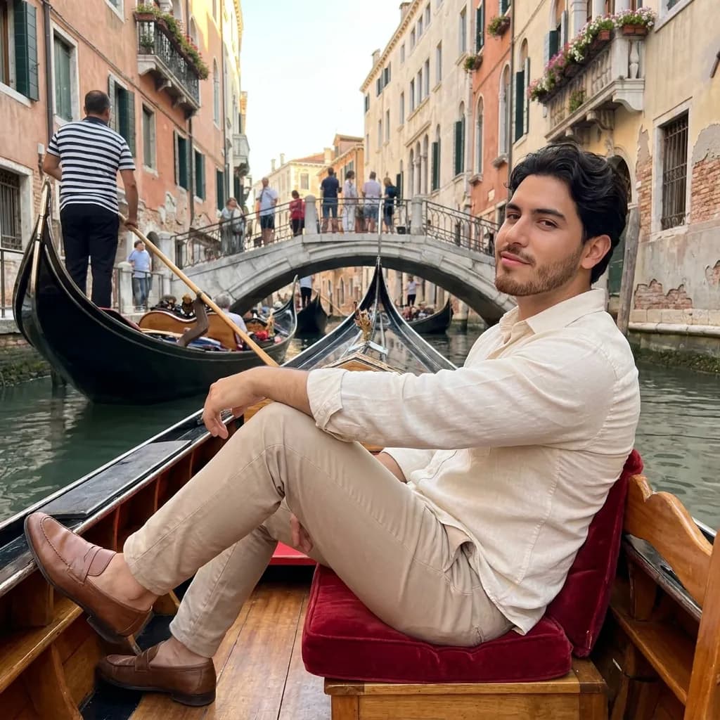 Sample AI dating photo — Venice gondola